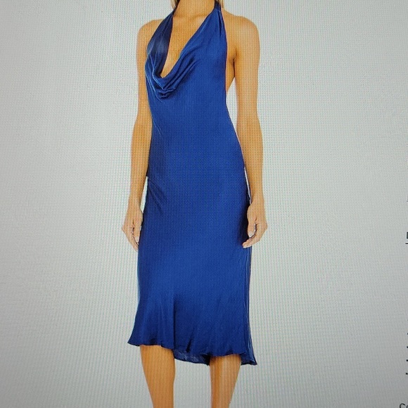REVOLVE Dresses & Skirts - Blue silky halter neck midi dress size small